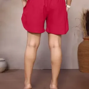 Black Pure Viscose RegularShorts For Women ( red, XS )