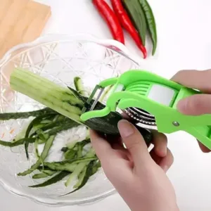 2-in-1 multipurpose handheld vegetable cutter with extra sharp 5 stainless steel blades manual kitchen tool - Stainless Steel, Durable Plastic, Compact Mini Size ( default, OS )