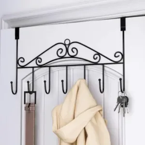 Over The Door Hanger Rack 7 Hooks Decorative Ognazier Hook Rack Stylish Door Hanger Door Hook Hangers with 7 Hooks,Metal Hanging Rack for Home Office Use ( default, Standard )