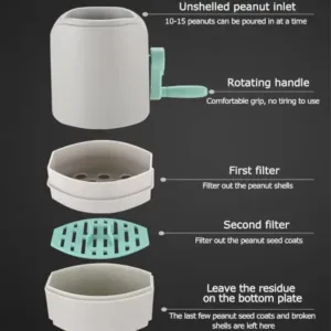 Manual hand-crank peanut sheller machine with built-in filter separator and storage portable household nut cracker - Durable Plastic ( default, OS )