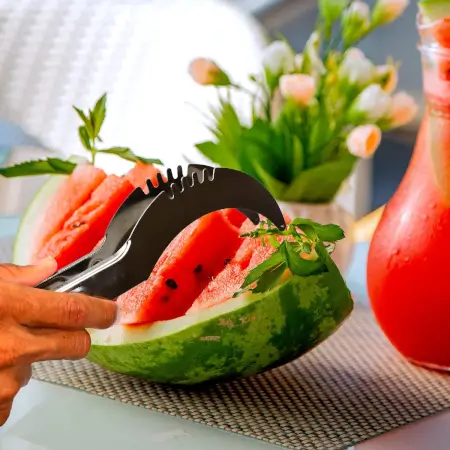 vTPLGYrkjESu1Lt3WtmSvuM7RgYxs0YFSgDXtd66.webp Watermelon Cantaloupe Slicer Stainless Steel Knife Corer Fruit Vegetable - Tools Kitchen Gadgets Melon Slicer Cutter Melon Fruit ( default, Standard )