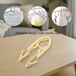 Multipurpose Foldable Cloth Hanger with Dual Clips | Space-Saving Travel & Laundry Drying Hanger ( default, OS )