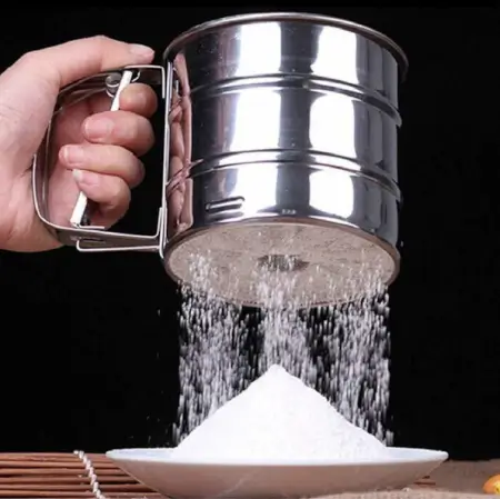 1ZLajkKPSJjtbCEv9SzEvRLlPjoDpa0pxlINy5Jk.webp Stainless Steel Flour Sifter for Baking Double Layer Fine Mesh Baking Sieve with One Hand Press Handle for Sifting Flour Sugar Cocoa Powder (Pack of 1) ( default, OS )