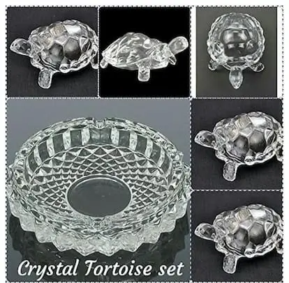 2ip1kOTD1ZUcCrubKfk9JDZ2p2wfmDVOseWPSFGO.webp Set Look Crystal Kachua + Plate Bowl Tortoise On Plate Showpiece (Big Size) for Good Luck Turtle Vastu for Career and Luck (Glass, White) ( default, 5inch )