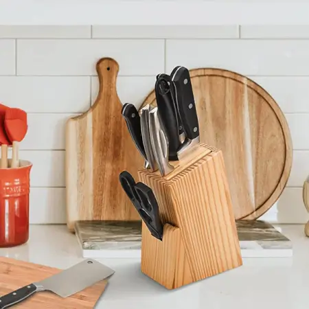 5GbyW9RJg8myF2XviqcPsNaDikvzDE3Dugs9k34y.webp Kitchen Knife Set with Wooden Block & Scissors | 5-Piece Tempered Steel Knife Set (Black) ( default, OS )
