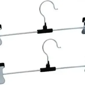 Stainless Steel Adjustable Clip Hangers for Pants Skirts Clothes Non Slip Metal Hanger Set (12 Pieces) ( default, Standard )