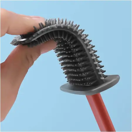 AjBhoE8ZN9SKxk66CHoMIFJ75lxPuaPlAZ7XawEK.webp Silicone Toilet Brush/ Flexible Soft Bristle Brush with Quick Dry Holder Cleaning Brush for Toilet Accessories ( Without Box ) ( default, Standard ).