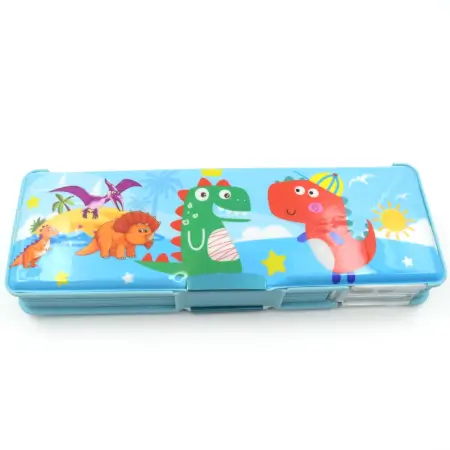 Ecpy3kAksLWQ71xAmakbhudDpTzsIs8EeaUnmbZW.webp Multipurpose Compass Box, Plastic Double Deck Pencil Case with 2 Compartments, Supplies Utility Box Storage Organizer, Pencil Box for School, Cartoon Printed Pencil Case for Kids.