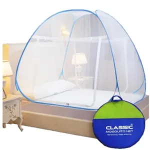 Foldable King Size Mosquito Net for Double Bed with Zipper Doors Strong Polyester Mesh Tent Style Machardani ( default, Standard )