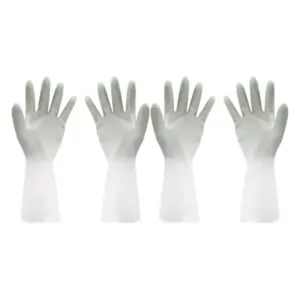 Premium latex household gloves 2 pair reusable waterproof cleaning gloves - Non-Slip Base ( default, OS )