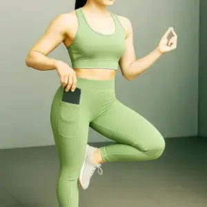 Premium Quality Stretchable Yoga Tights | Soft Mid-Waist Gym Leggings | Workout Pants for Girls or Women ( green, S )