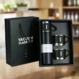 Stainless Steel Vacuum Flask Set with 3 Steel Cups Combo for Coffee Hot Drink and Cold Water Flask Ideal Gifting Travel Friendly Latest Flask Bottle. (500ml) ( default, Standard ).