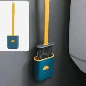 Silicone Toilet Brush/ Flexible Soft Bristle Brush with Quick Dry Holder Cleaning Brush for Toilet Accessories ( Without Box ) ( default, Standard ).