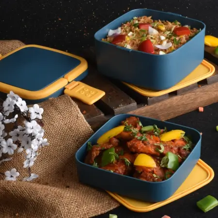 K4wFB9KDF5mQx4nFWgYrk66D2YIY3Yfya77CsXFK.webp BLUE DOUBLE-LAYER PORTABLE LUNCH BOX STACKABLE WITH CARRYING HANDLE AND SPOON LUNCH BOX , Bento Lunch Box ( blue, Standard ).