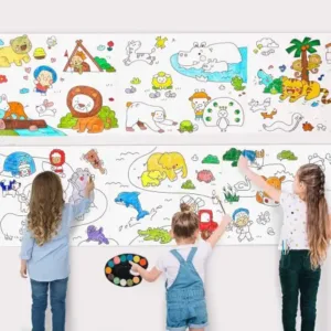 Kids Drawing Paper Roll, 30 x 300 cm, Large Colouring Poster with Animals, Transport, Space, Dinosaur Designs ( white, Standard )