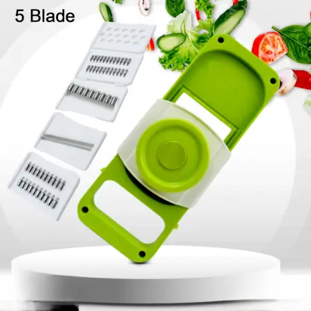 MVX5Ddh2hkElTgnVZT3pUkVqb6cZCyr48izWtO9K.webp Slicer for Kitchen 5 in 1 Foldable Vegetable Slicer Blade Potato Cutter, Veggie Slicer, Onion Slicer, Julienne Grater with Protective Guards, Stainless Steel Blade ( default, Standard ).