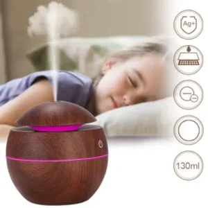 Wooden Cool Mist Humidifier Essential Oil Diffuser with 7 Color LED Night Light USB 130ml ( default, Standard )