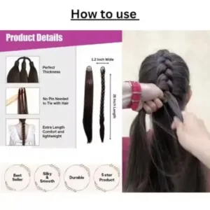 Girisa Black Synthetic Braided Hair Extension – Women’s Hair Accessory ( default, Standard )