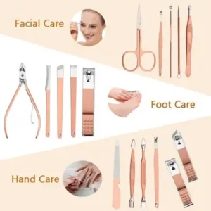 Professional 16 in 1 Stainless Steel Manicure Pedicure Kit Nail Clipper Grooming Set with Travel Case for Men Women (Multicolor) ( default, OS )