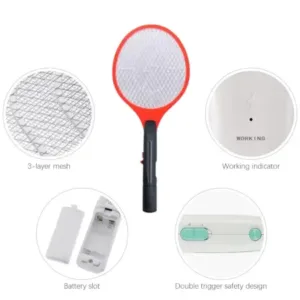 Rechargeable Electric Mosquito Killer Racket | Heavy-Duty Fly Swatter with USB Charging Cable for Indoor & Outdoor Use ( multicolor, OS )