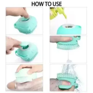 Silicone Pet Bath Brush with Shampoo Dispenser for Dogs and Cats ( default, Standard )