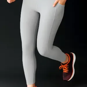 Premium Quality Yoga Tights | Breathable & Stretchable Gym Leggings | Activewear Pants for Girls or Women ( grey, S )