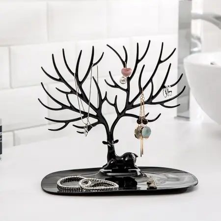 craehdqymWa9OKFfRdIxRUAehi0tNqGcMmYHeZtb.webp Deer Antlers Jewelry Holder - Elegant Tree Design Jewelry Organizer for Necklaces, Bracelets, and Rings ( default, Standard ).