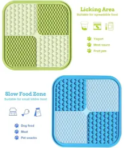 ejtmO10ElxPIVtE55kuCaCCliTTrbJeO2cYpGsch.webp Pet Lick Mat Slow Feeder for Dogs and Cats Peanut Butter Treat Pad Anxiety Relief Feeding Mat ( default, Standard )