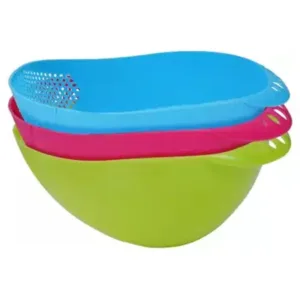 Virgin Rice Bowl Durable Plastic Strainer, Water Strainer | Vegetable & Fruits Washing Bowl ( default, Standard ).