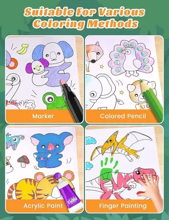 i5bihzsgSrVnfDiZ0TE6hP5KwywZ8gqNbThFiwn0.webp Kids Drawing Paper Roll, 30 x 300 cm, Large Colouring Poster with Animals, Transport, Space, Dinosaur Designs ( white, Standard )
