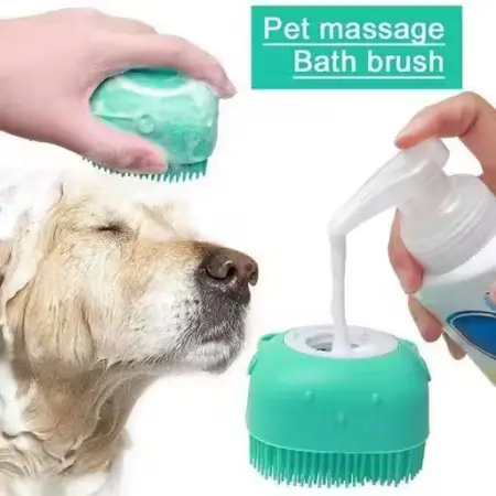 k2Qjag6MFQrzLZEFv8w1dnpeVJQtLVM0maSDworz.webp Silicone Pet Bath Brush with Shampoo Dispenser for Dogs and Cats ( default, Standard )