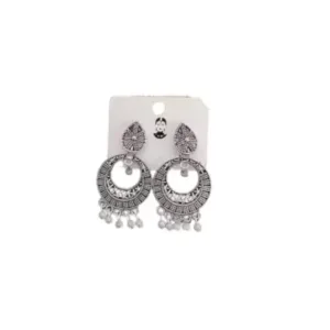 Combo of 4 Pair Oxidised Silver Jhumki & Hoop Earrings – Women/Girls ( default, Standard )