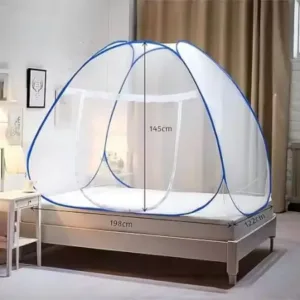 Foldable King Size Mosquito Net for Double Bed with Zipper Doors Strong Polyester Mesh Tent Style Machardani ( default, Standard )
