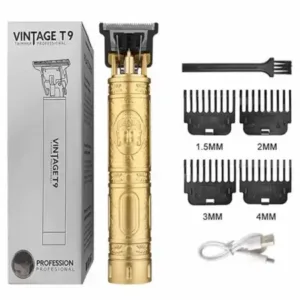 Vintage T9 Metal Body Trimmer – Rechargeable Beard & Hair Clipper ( default, FREE SIZE )