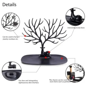 Deer Antlers Jewelry Holder - Elegant Tree Design Jewelry Organizer for Necklaces, Bracelets, and Rings ( default, Standard ).