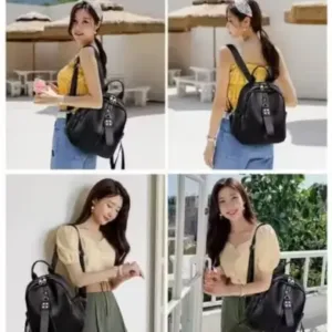 Leather Camera Backpack – Dual Compartment Solid Pattern ( default, Standard )