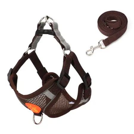 HesWvh9qZo7kYjor4JoOmvgOCP7ElloXKPrxF1tG.webp Small Dog Harness Puppy Harness and Leash Set with Reflective Strip for Small Dog Breeds ( brown, L )