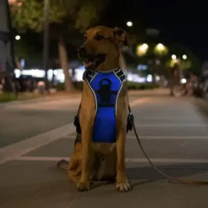 Light Up Dog Harness Rechargeable LED Dog Harness No Pull Lighted Dog Vest with Handle for SmallMediumLarge Dogs ( blue, L )