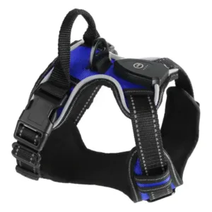 Light Up Dog Harness Rechargeable LED Dog Harness No Pull Lighted Dog Vest with Handle for SmallMediumLarge Dogs ( blue, L )