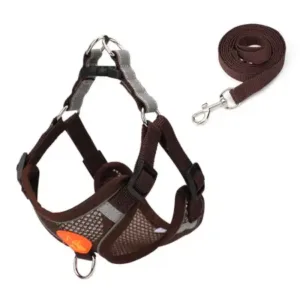 Small Dog Harness Puppy Harness and Leash Set with Reflective Strip for Small Dog Breeds ( brown, L )