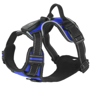 Light Up Dog Harness Rechargeable LED Dog Harness No Pull Lighted Dog Vest with Handle for SmallMediumLarge Dogs ( blue, L )